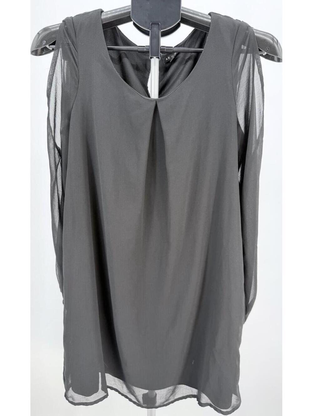 Modern‎ Black Sheer Sleeve Dress Minimalist Style Small